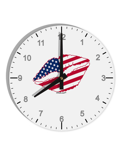 American Flag Lipstick 10 InchRound Wall Clock with Numbers by TooLoud-Wall Clock-TooLoud-White-Davson Sales