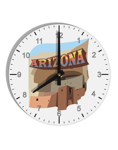 Arizona Montezuma Castle 10 InchRound Wall Clock with Numbers-Wall Clock-TooLoud-White-Davson Sales