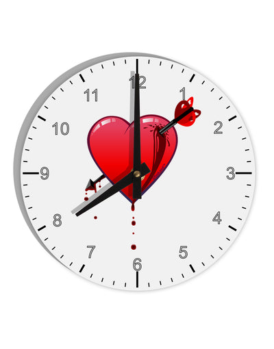 Shot Through the Heart Bleeding 10 InchRound Wall Clock with Numbers by TooLoud-Wall Clock-TooLoud-White-Davson Sales