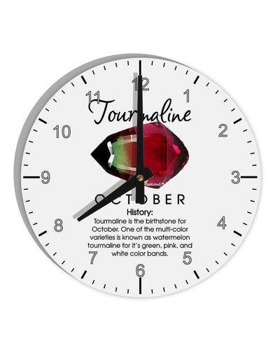 Birthstone Tourmaline 10 InchRound Wall Clock with Numbers by TooLoud-Wall Clock-TooLoud-White-Davson Sales