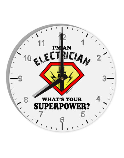 Electrician - Superpower 10 InchRound Wall Clock with Numbers-Wall Clock-TooLoud-White-Davson Sales