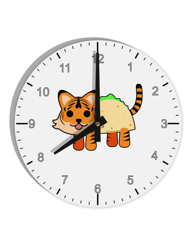 Cute Taco Tiger 10 InchRound Wall Clock with Numbers-Wall Clock-TooLoud-White-Davson Sales