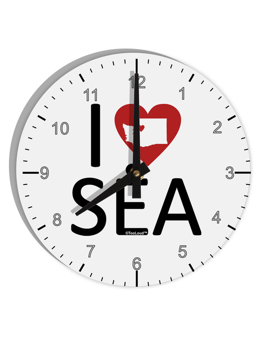 I Heart Seattle 10 InchRound Wall Clock with Numbers-Wall Clock-TooLoud-White-Davson Sales