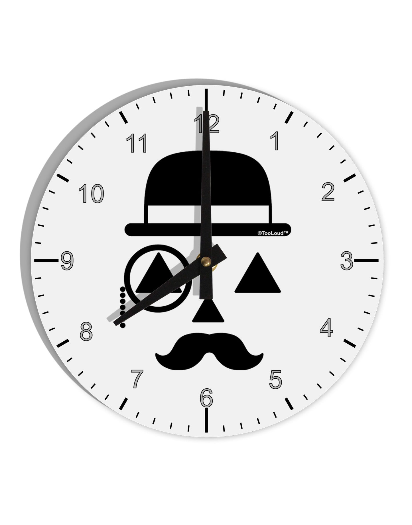 Gentleman Jack-o-lantern 10 InchRound Wall Clock with Numbers-Wall Clock-TooLoud-White-Davson Sales