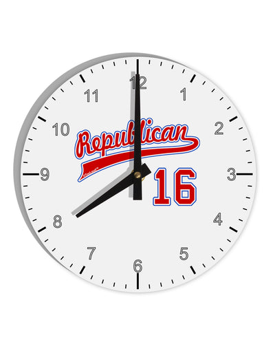 Republican Jersey 16 10 InchRound Wall Clock with Numbers-Wall Clock-TooLoud-White-Davson Sales