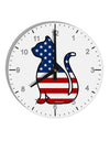 Patriotic Cat Design 10 InchRound Wall Clock with Numbers by TooLoud-Wall Clock-TooLoud-White-Davson Sales