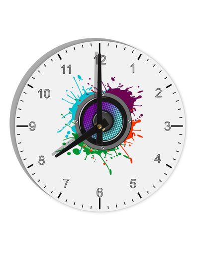 Paint Splatter Speaker 10 InchRound Wall Clock with Numbers-Wall Clock-TooLoud-White-Davson Sales