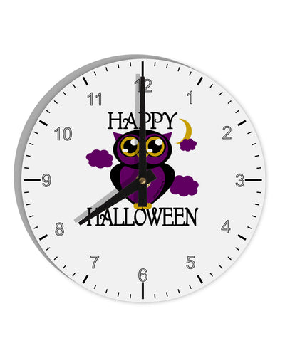 Owl Purple Text 10 InchRound Wall Clock with Numbers-Wall Clock-TooLoud-White-Davson Sales