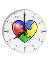 Big Puzzle Heart - Autism Awareness 10 InchRound Wall Clock with Numbers by TooLoud-Wall Clock-TooLoud-White-Davson Sales