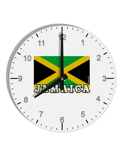 Jamaica Flag 10 InchRound Wall Clock with Numbers-Wall Clock-TooLoud-White-Davson Sales