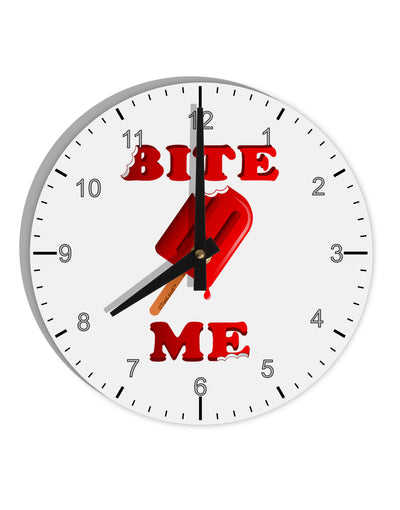 Bite Me Ice Cream 10 InchRound Wall Clock with Numbers-Wall Clock-TooLoud-White-Davson Sales