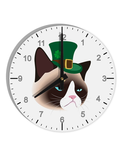 Leprechaun Disgruntled Cat 10 InchRound Wall Clock with Numbers-Wall Clock-TooLoud-White-Davson Sales