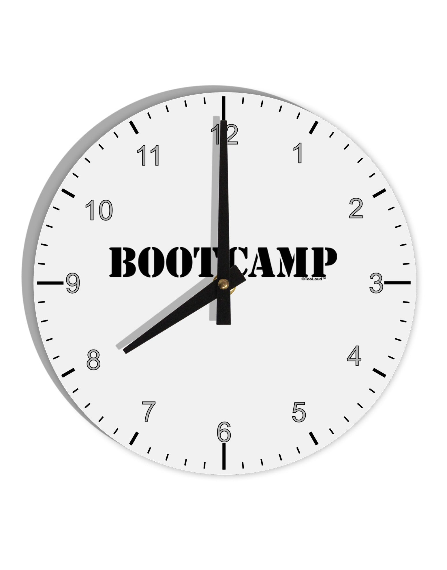 Bootcamp Military Text 10 InchRound Wall Clock with Numbers-Wall Clock-TooLoud-White-Davson Sales