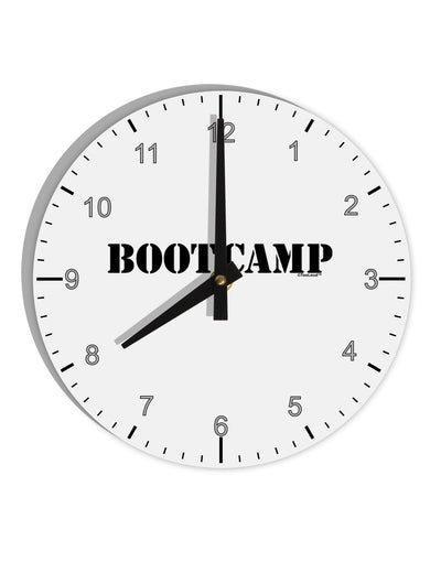 Bootcamp Military Text 10 InchRound Wall Clock with Numbers-Wall Clock-TooLoud-White-Davson Sales