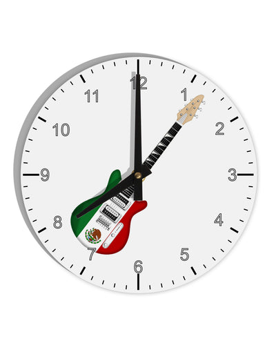 Mexican Flag Guitar Design 10 InchRound Wall Clock with Numbers by TooLoud-Wall Clock-TooLoud-White-Davson Sales