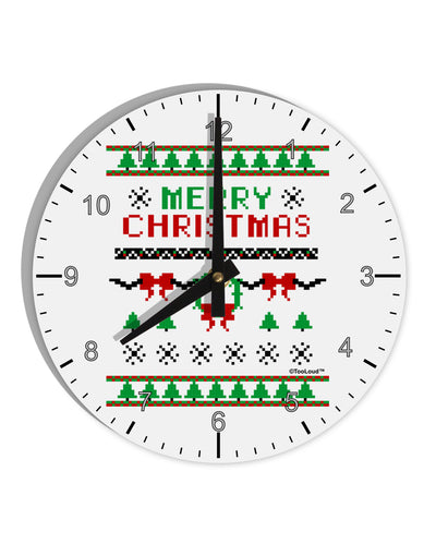 Merry Christmas Ugly Christmas Sweater 10 InchRound Wall Clock with Numbers-Wall Clock-TooLoud-White-Davson Sales