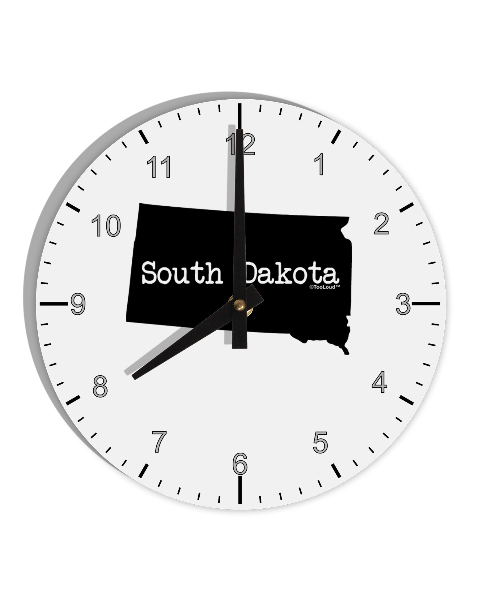 South Dakota - United States Shape 10 InchRound Wall Clock with Numbers by TooLoud-Wall Clock-TooLoud-White-Davson Sales