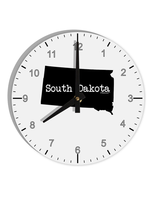 South Dakota - United States Shape 10 InchRound Wall Clock with Numbers by TooLoud-Wall Clock-TooLoud-White-Davson Sales