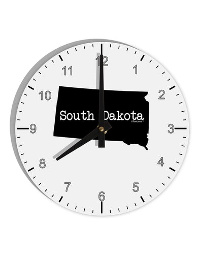 South Dakota - United States Shape 10 InchRound Wall Clock with Numbers by TooLoud-Wall Clock-TooLoud-White-Davson Sales