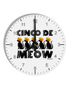 Five Cats - Cinco de Meow 10 InchRound Wall Clock with Numbers by TooLoud-Wall Clock-TooLoud-White-Davson Sales