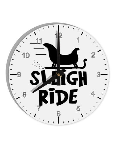 Sleigh Ride BnW 10 InchRound Wall Clock with Numbers-Wall Clock-TooLoud-White-Davson Sales