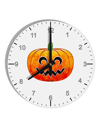 Jack-O-Lantern Watercolor 10 InchRound Wall Clock with Numbers-Wall Clock-TooLoud-White-Davson Sales