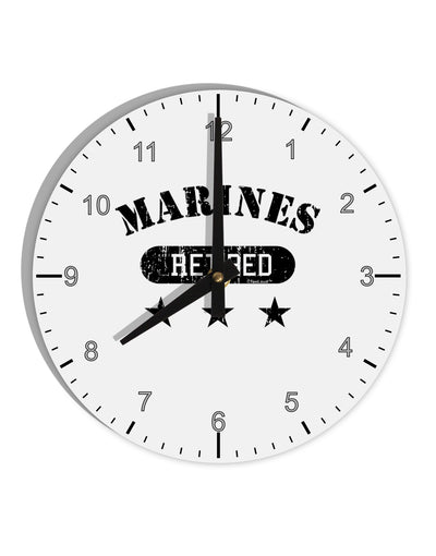 Retired Marines 10 InchRound Wall Clock with Numbers by TooLoud-Wall Clock-TooLoud-White-Davson Sales