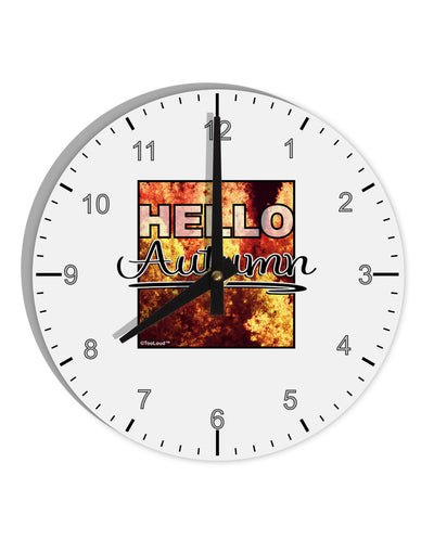 Hello Autumn 10 InchRound Wall Clock with Numbers-Wall Clock-TooLoud-White-Davson Sales