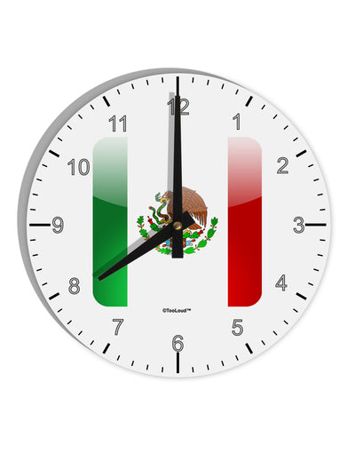 Mexican Flag App Icon 10 InchRound Wall Clock with Numbers by TooLoud-Wall Clock-TooLoud-White-Davson Sales