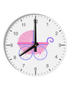 Baby Girl Carriage 10 InchRound Wall Clock with Numbers-Wall Clock-TooLoud-White-Davson Sales