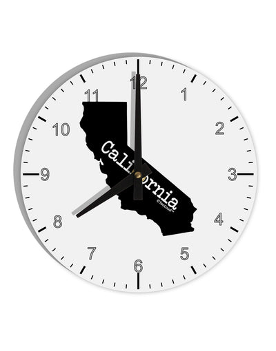 California - United States Shape 10 InchRound Wall Clock with Numbers-Wall Clock-TooLoud-White-Davson Sales