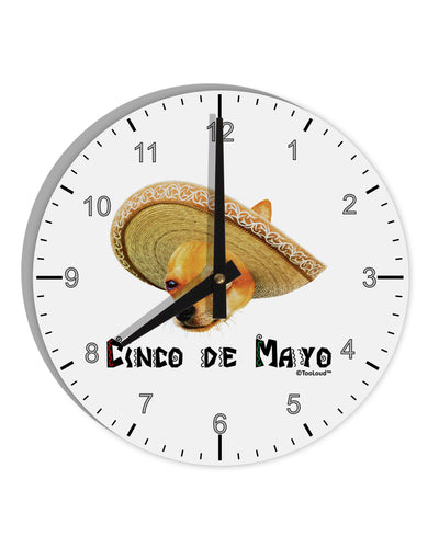 Chihuahua Dog with Sombrero - Cinco de Mayo 10 InchRound Wall Clock with Numbers by TooLoud-Wall Clock-TooLoud-White-Davson Sales