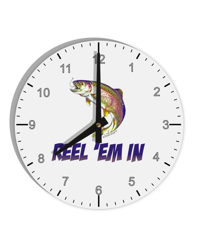 Rainbow Trout Reel Em In 10 InchRound Wall Clock with Numbers-Wall Clock-TooLoud-White-Davson Sales