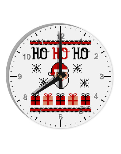 Ho Ho Ho Ugly Christmas Sweater 10 InchRound Wall Clock with Numbers-Wall Clock-TooLoud-White-Davson Sales