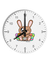 Cute Bunny with Eggs 10 InchRound Wall Clock with Numbers-Wall Clock-TooLoud-White-Davson Sales