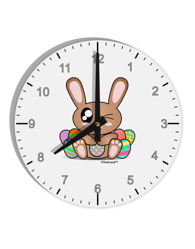 Cute Bunny with Eggs 10 InchRound Wall Clock with Numbers-Wall Clock-TooLoud-White-Davson Sales