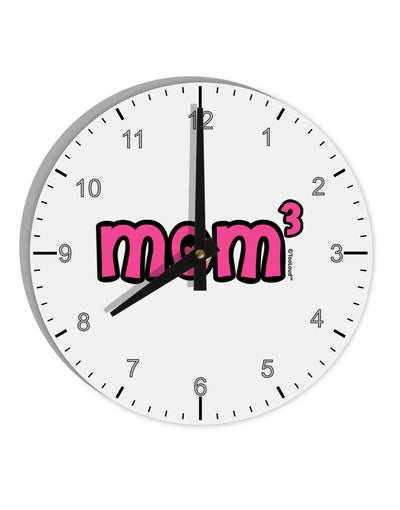 Mom Cubed - Cute Mom of Three Design 10 InchRound Wall Clock with Numbers by TooLoud-Wall Clock-TooLoud-White-Davson Sales