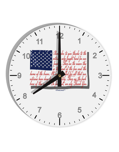 Veterans Scripted Flag 10 InchRound Wall Clock with Numbers-Wall Clock-TooLoud-White-Davson Sales