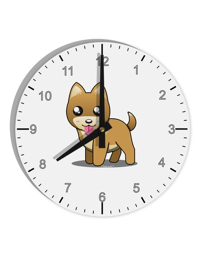 Kawaii Standing Puppy 10 InchRound Wall Clock with Numbers-Wall Clock-TooLoud-White-Davson Sales