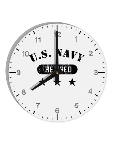 Retired Navy 10 InchRound Wall Clock with Numbers by TooLoud-Wall Clock-TooLoud-White-Davson Sales