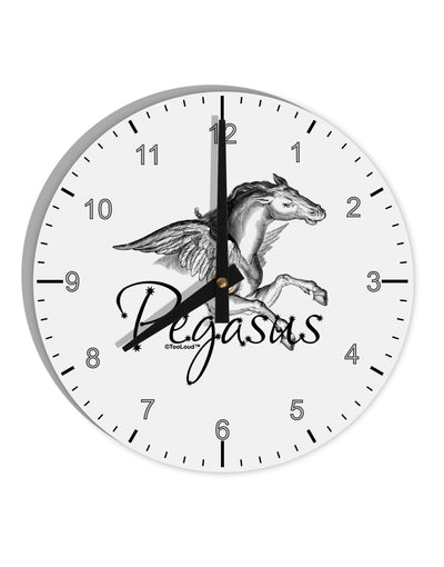 Pegasus Illustration 10 InchRound Wall Clock with Numbers-Wall Clock-TooLoud-White-Davson Sales