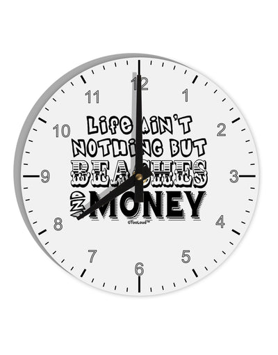 Beaches and Money 10 InchRound Wall Clock with Numbers by TooLoud-Wall Clock-TooLoud-White-Davson Sales