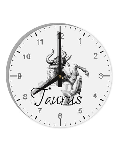 Taurus Illustration 10 InchRound Wall Clock with Numbers-Wall Clock-TooLoud-White-Davson Sales