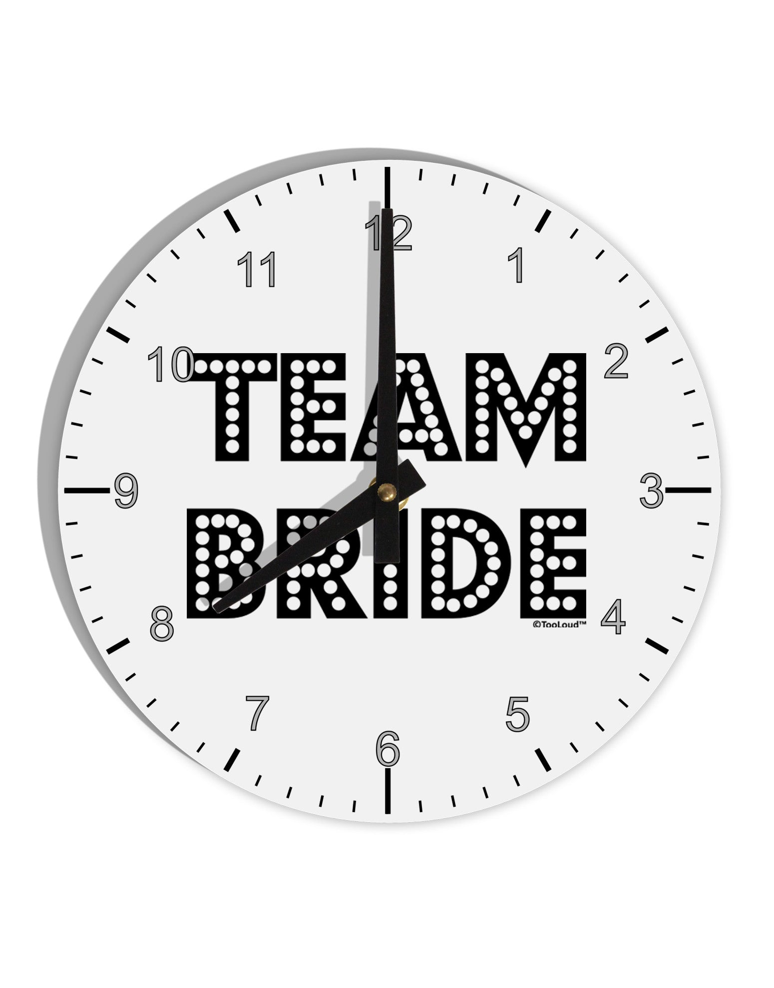 Team Bride 10 InchRound Wall Clock with Numbers-Wall Clock-TooLoud-White-Davson Sales