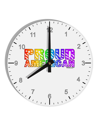 Proud American Rainbow Text 10 InchRound Wall Clock with Numbers by TooLoud-Wall Clock-TooLoud-White-Davson Sales