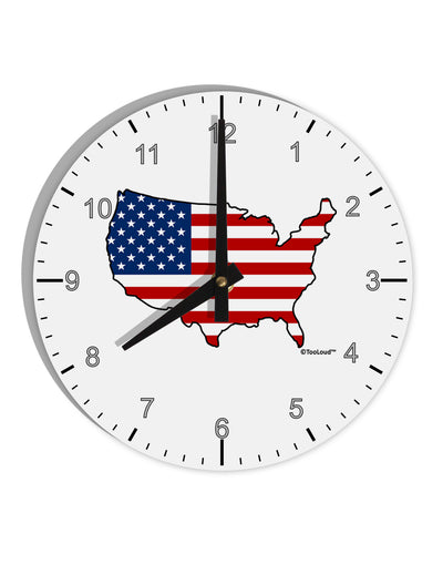 United States Cutout - American Flag Design 10 InchRound Wall Clock with Numbers by TooLoud-Wall Clock-TooLoud-White-Davson Sales