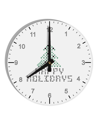 Happy Holidays Sparkles 10 InchRound Wall Clock with Numbers-Wall Clock-TooLoud-White-Davson Sales