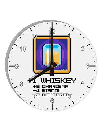 Pixel Whiskey Item 10 InchRound Wall Clock with Numbers-Wall Clock-TooLoud-White-Davson Sales