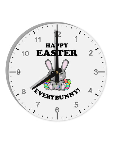 Happy Easter Everybunny 10 InchRound Wall Clock with Numbers-Wall Clock-TooLoud-White-Davson Sales