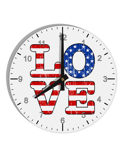 American Love Design - Distressed 10 InchRound Wall Clock with Numbers by TooLoud-Wall Clock-TooLoud-White-Davson Sales